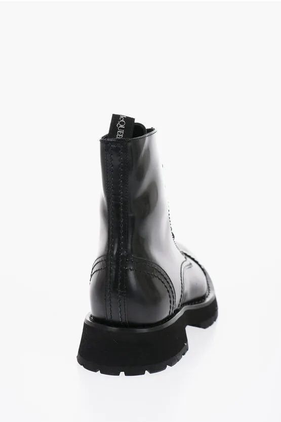 Alexander McQueen Brushed Leather Combat Boots