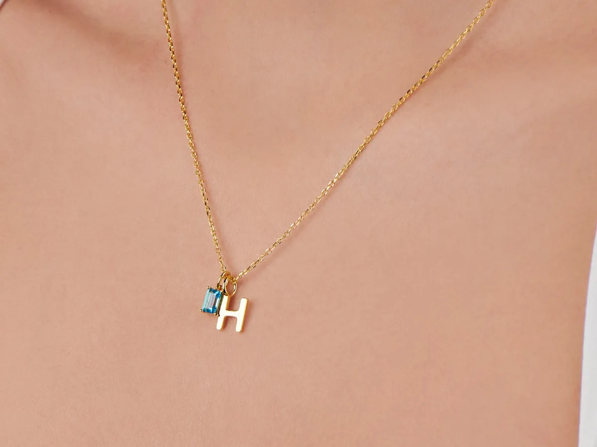 Birthstone Capital Letter Necklace