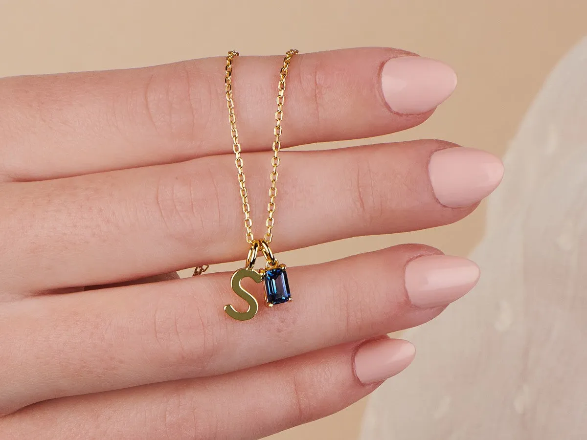 Birthstone Capital Letter Necklace