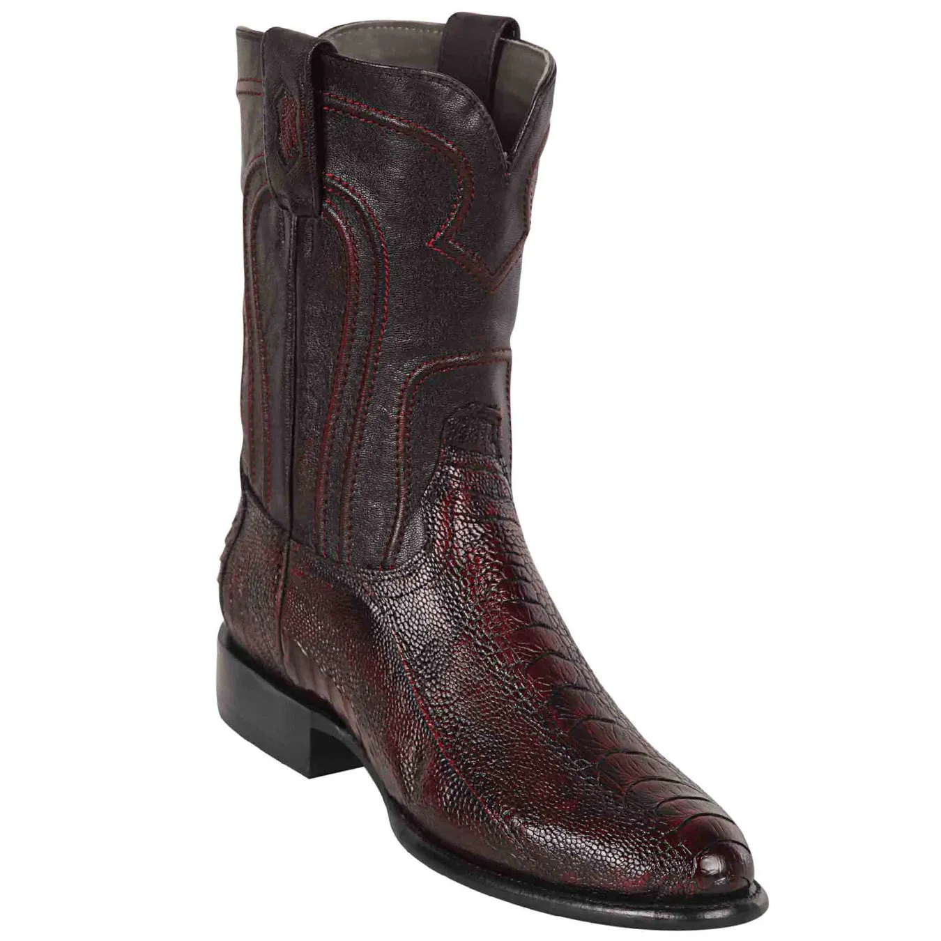 Black Cherry Roper Ostrich Leg Western Boots