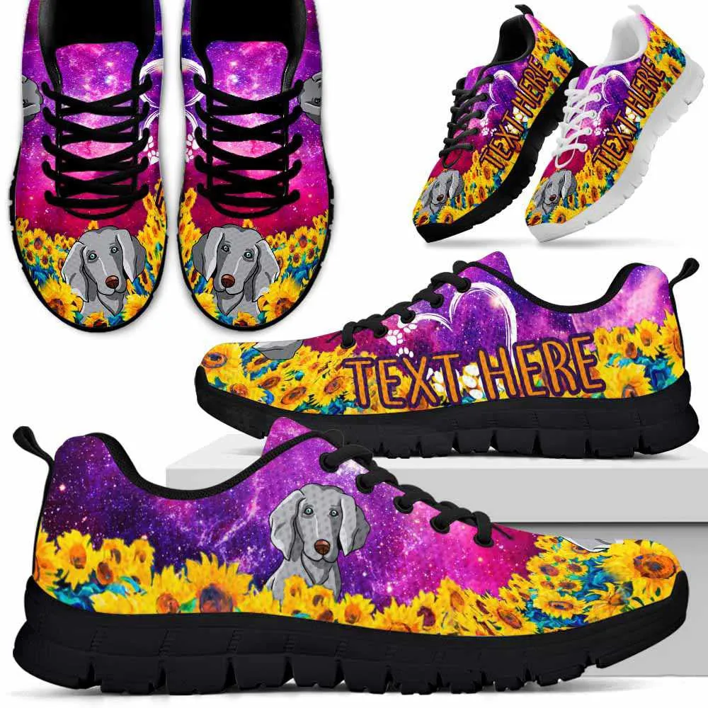 Custom Name Weimaraner Sneaker, Weimaraner Sunflower Galaxy Sneakers Running Shoes, Best Running Shoes