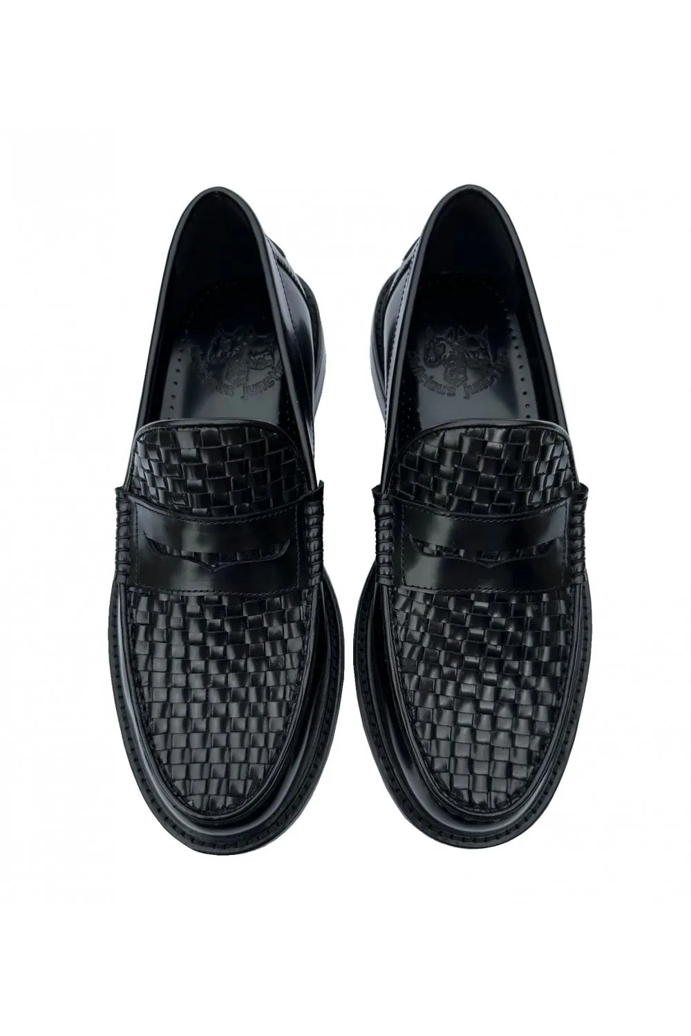 Delicious Junction Black Brummel Basket Weave Loafers