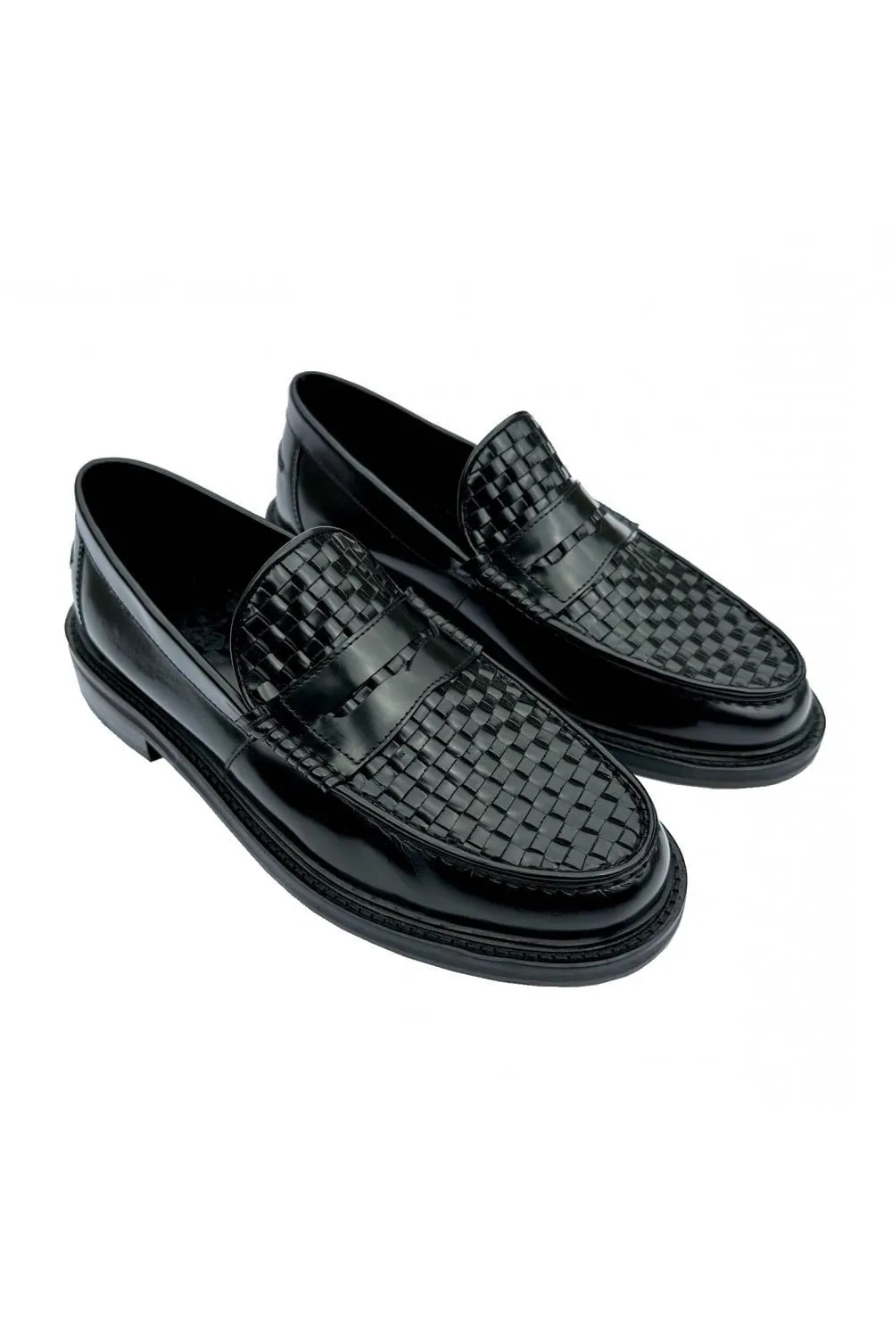 Delicious Junction Black Brummel Basket Weave Loafers