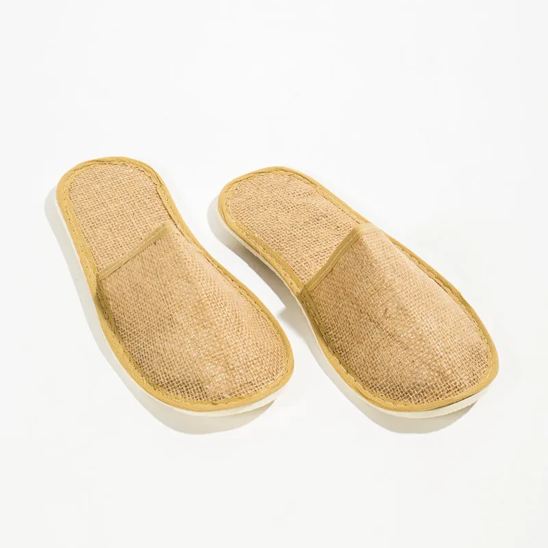 Disposable Natural Jute Slippers Closed-toe