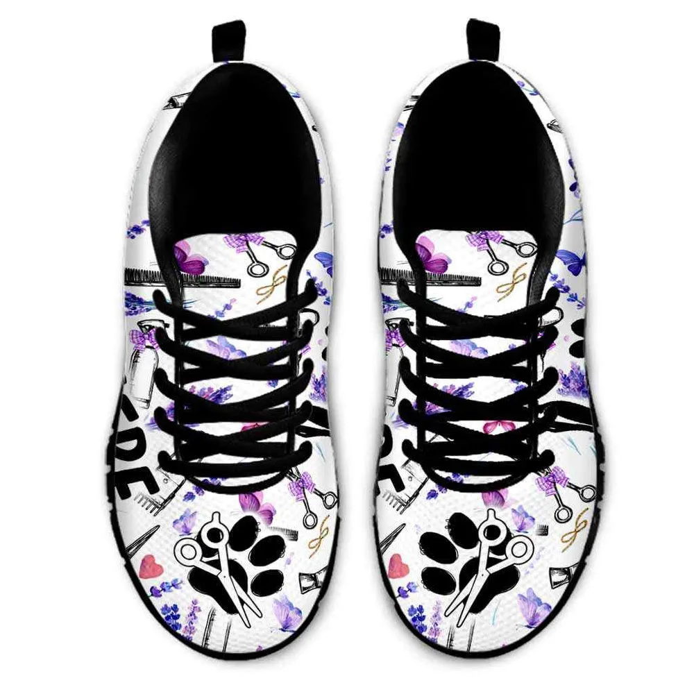 Dog Groomer Sneaker, Dog Groomer Custom Name Lavender Tools Sneakers Shoes, Best Running Shoes, Unique Gifts For Dog Lovers