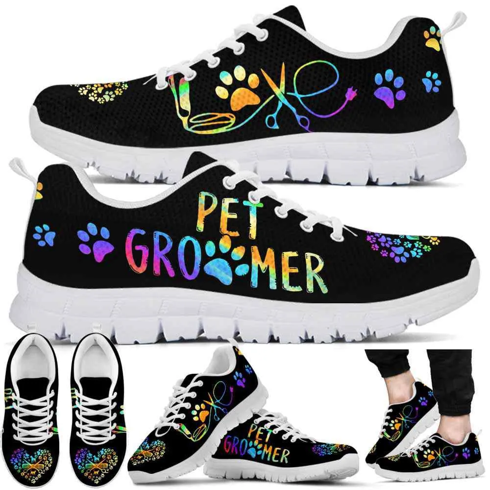 Dog Groomer Sneaker, Dog Groomer Pet Grooming Love Heart Sneakers Shoes, Best Running Shoes, Unique Gifts For Dog Lovers