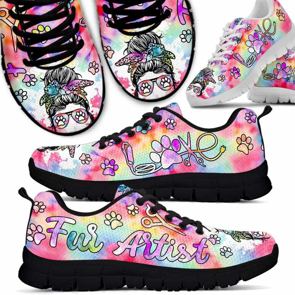 Fur Artist Tie Dye Love Heart Sneakers Shoes, Dog Print Shoes, Best Running Shoes, Unique Gifts For Dog Lovers