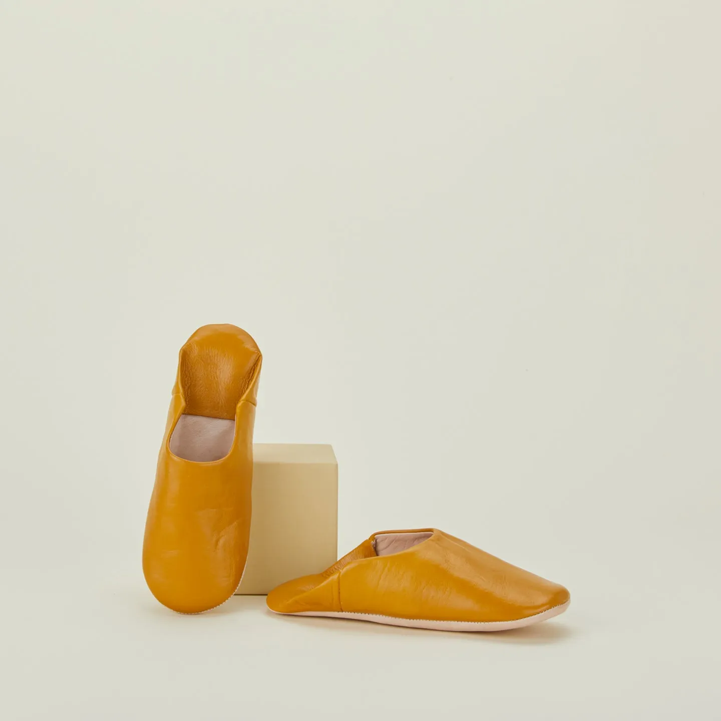 Handmade Leather Slippers - Yellow