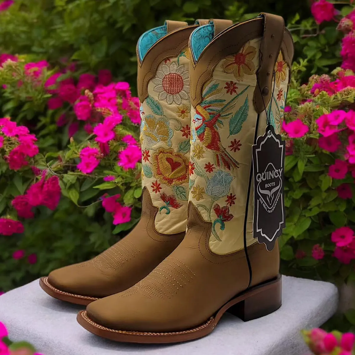 Hummingbird On Flowers Cowgirl Boots