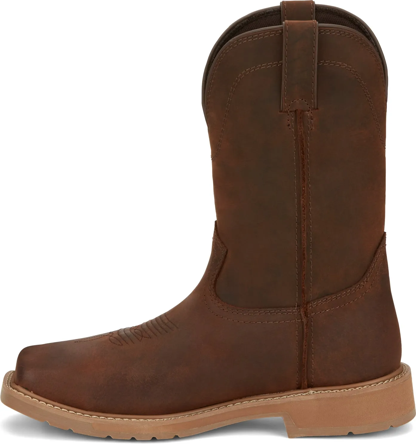 Justin 11in Western ST Mens Pecan Brown Buster Leather Work Boots