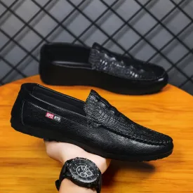 Korean style summer 2024 new style slip-on casual trendy crocodile pattern beanie shoes for men, versatile lazy loafers