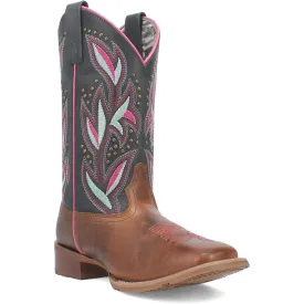 Laredo Womens Lydia Tan/Blue Leather Cowboy Boots