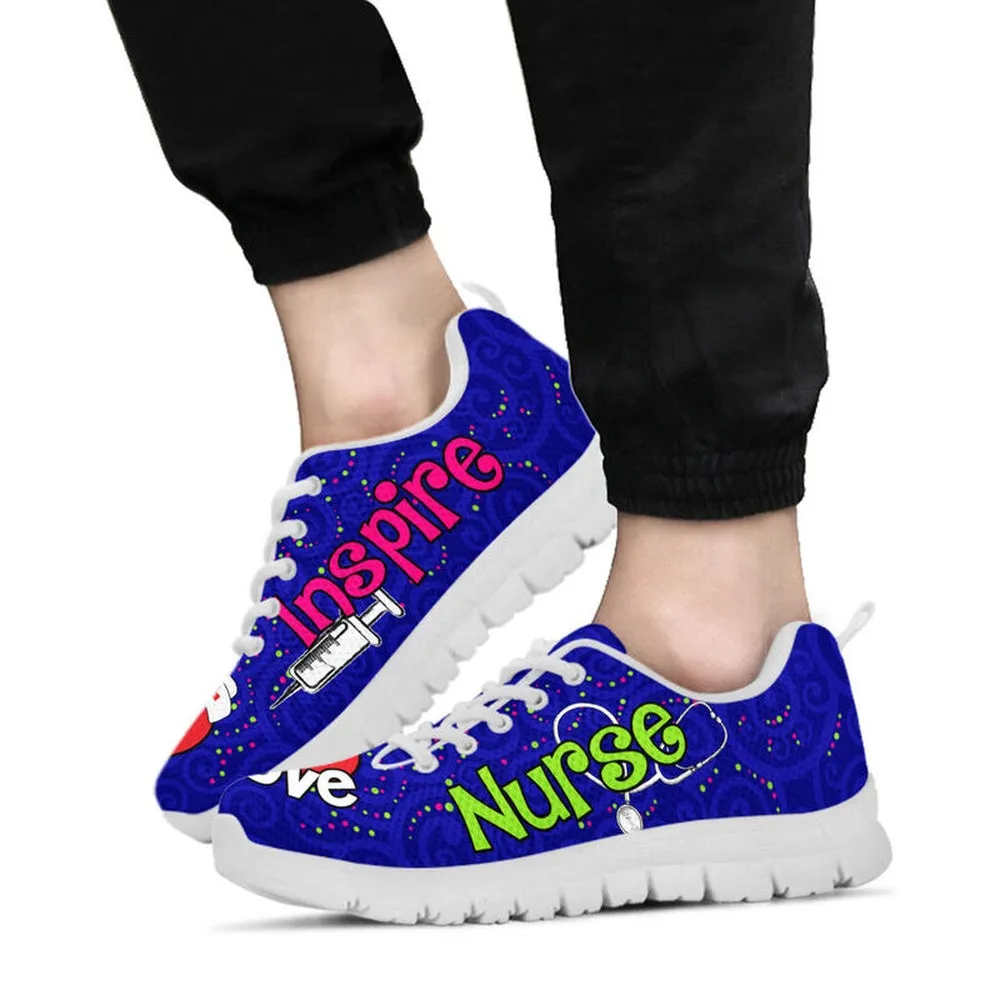 Nurse Sneaker, Nurse Love Inspire Navy Blue Sneakers, Best Shoes For Nurses