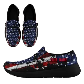 Personalized  America Flag Sneakers, Custom Patriotic Loafer Shoes,  Canvas Slip On Shoes,
FN018-24020303-7b