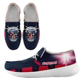 Personalized Flag Sneakers, Custom Patriotic Fur Lining Loafer Shoes, Best Gift for Vateran.FN042-24020295-6w