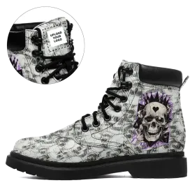 Personalized Skull Winter Boots, Custom Skeleton Fashion Boots, Gothic Unisex Boots