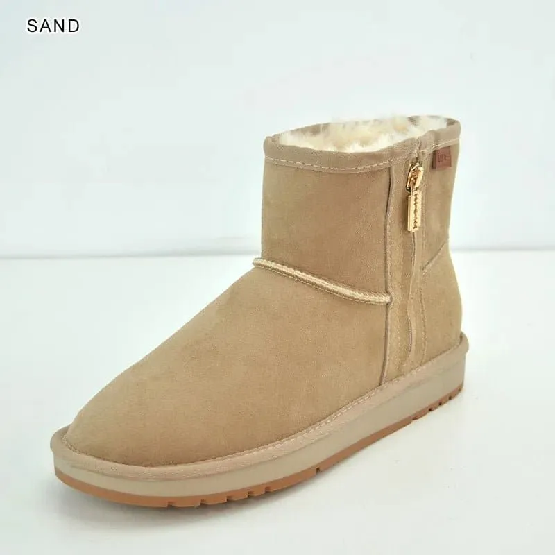 Sheepskin Snow Boots with Zipper - Warm and Stylish Winter Footwear