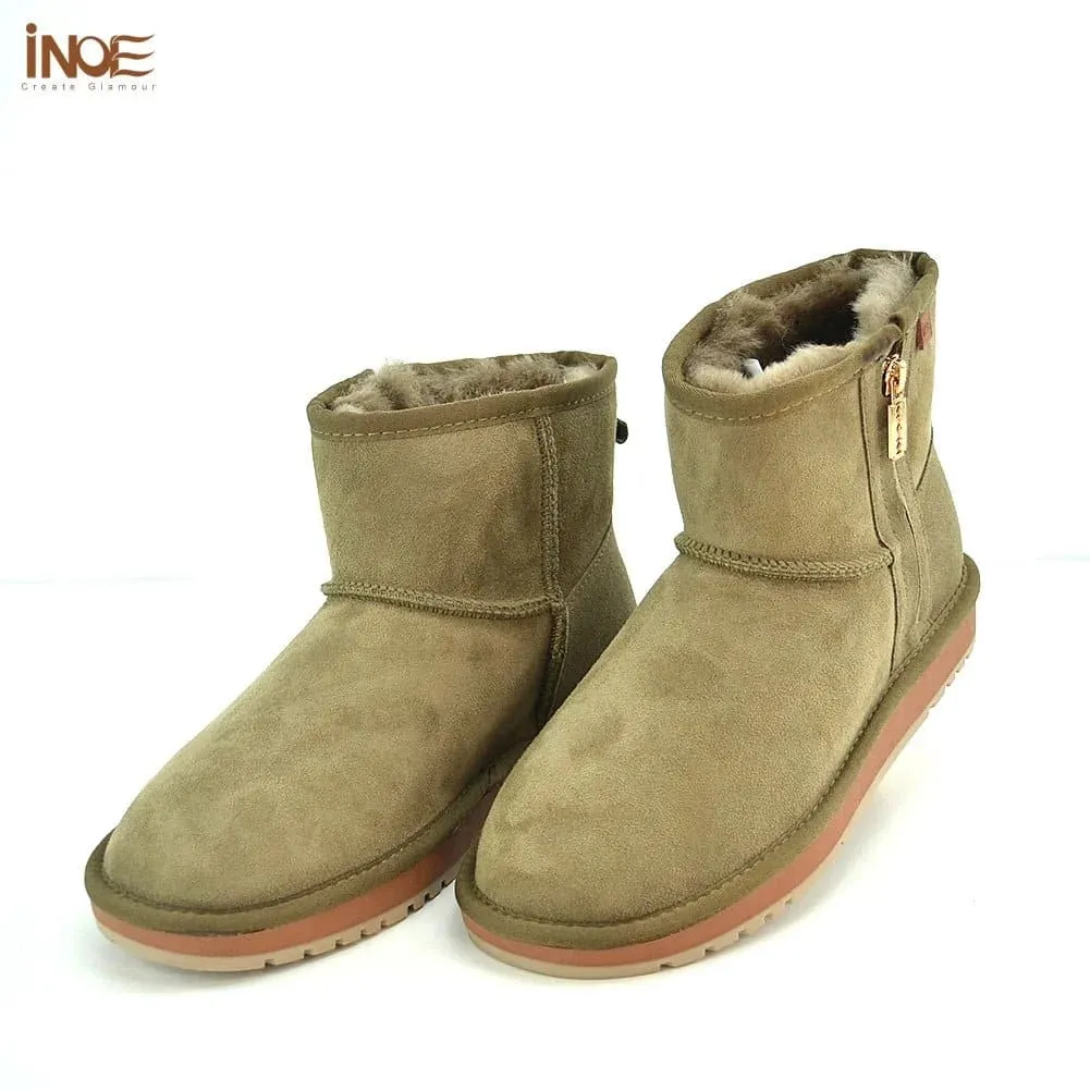 Sheepskin Snow Boots with Zipper - Warm and Stylish Winter Footwear