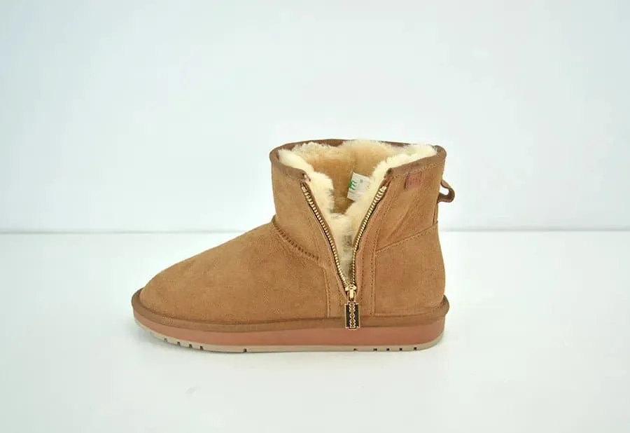 Sheepskin Snow Boots with Zipper - Warm and Stylish Winter Footwear