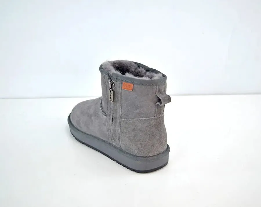 Sheepskin Snow Boots with Zipper - Warm and Stylish Winter Footwear