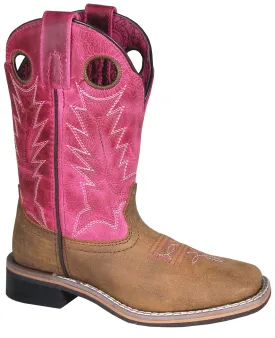 Smoky Mountain Youth Girls Tracie Brown/Pink Leather Cowboy Boots