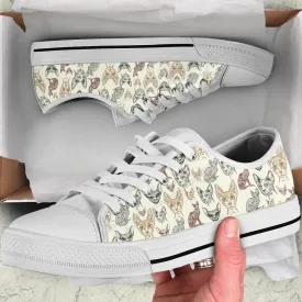 Sphynx Cat Low Top Shoes - Sneaker For Cat Walking - Lowtop Casual Shoes Gift For Adults, Cat Canvas Shoes