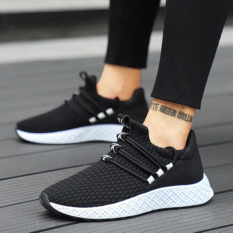 Spring and autumn sneakers trend casual wholesale men's shoes flying woven padded lightweight running shoes