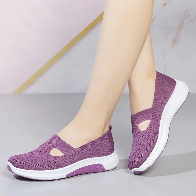 Women's Cloth Shoes Spring Style Soft Bottom Women's Casual Pumps Fly Woven Mesh Mom Shoes