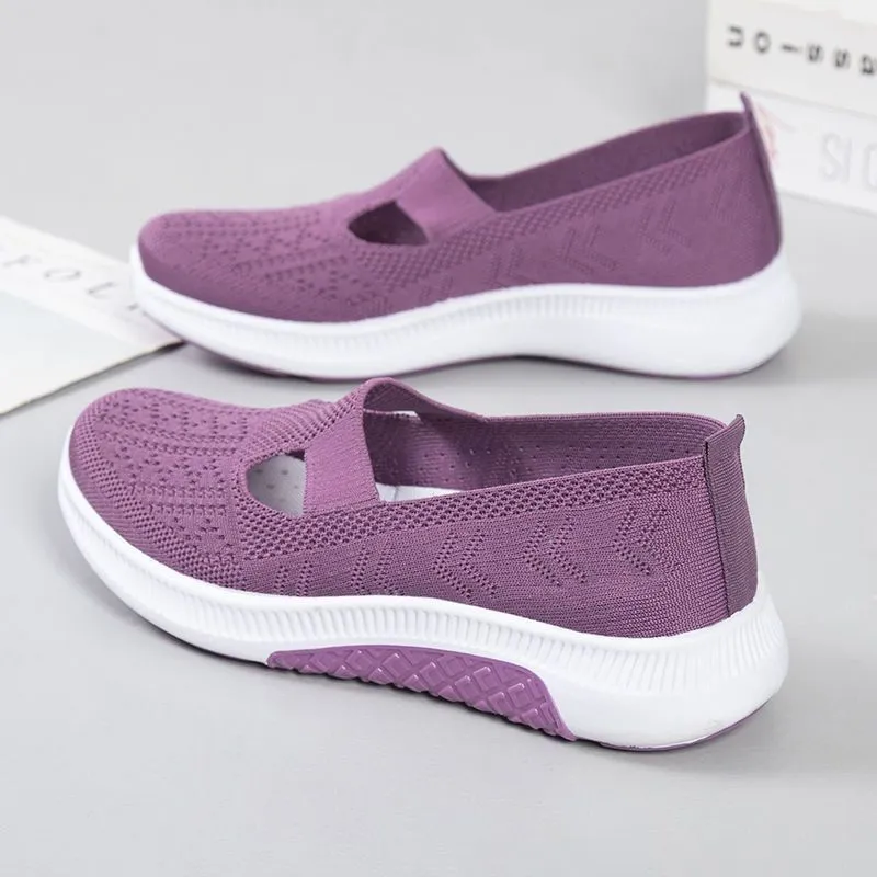 Women's Cloth Shoes Spring Style Soft Bottom Women's Casual Pumps Fly Woven Mesh Mom Shoes