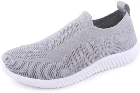 Womens Walking Shoes - Casual Slip on Sneakers Breathable Knit Flat Walking Sock Shoes Sneakers for Women